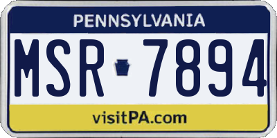 PA license plate MSR7894