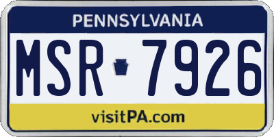 PA license plate MSR7926