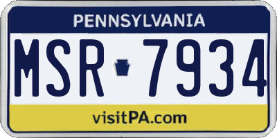 PA license plate MSR7934