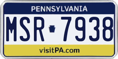 PA license plate MSR7938