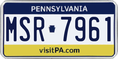 PA license plate MSR7961