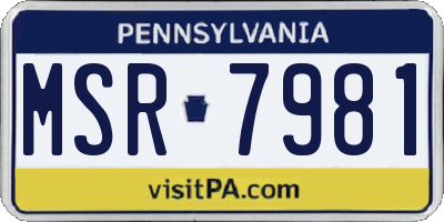 PA license plate MSR7981