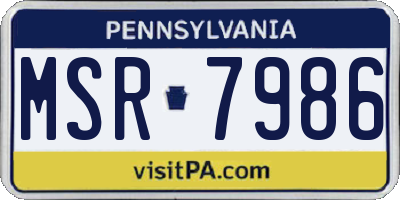 PA license plate MSR7986