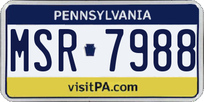PA license plate MSR7988