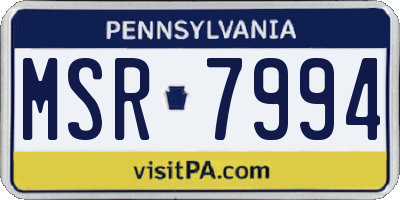 PA license plate MSR7994