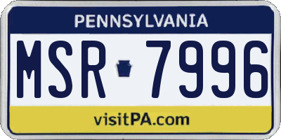 PA license plate MSR7996