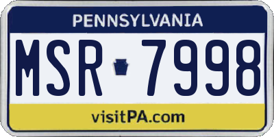 PA license plate MSR7998