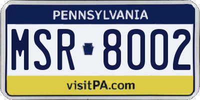 PA license plate MSR8002