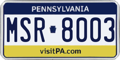 PA license plate MSR8003