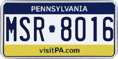 PA license plate MSR8016