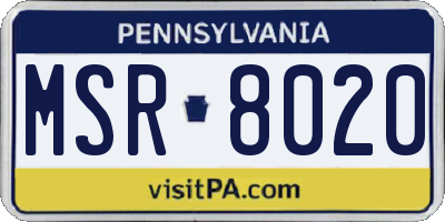 PA license plate MSR8020