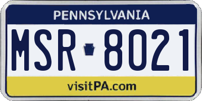 PA license plate MSR8021