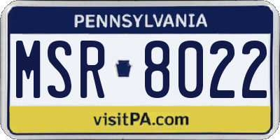 PA license plate MSR8022