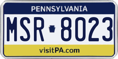 PA license plate MSR8023