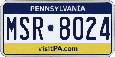 PA license plate MSR8024