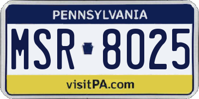 PA license plate MSR8025