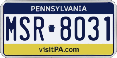 PA license plate MSR8031