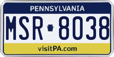 PA license plate MSR8038