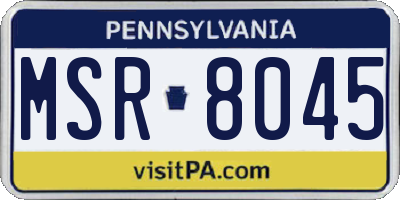 PA license plate MSR8045