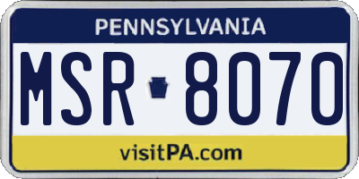 PA license plate MSR8070