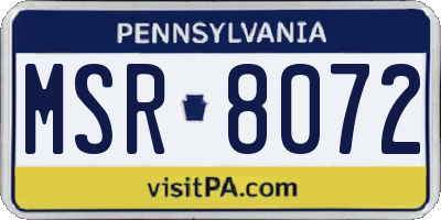 PA license plate MSR8072
