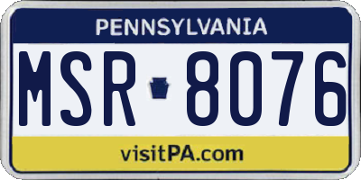 PA license plate MSR8076