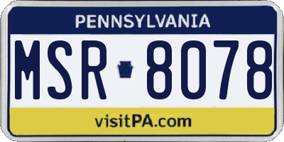 PA license plate MSR8078