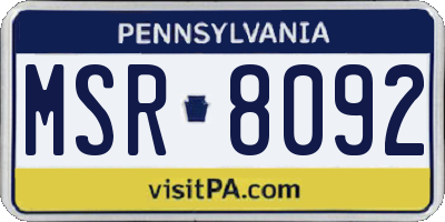 PA license plate MSR8092