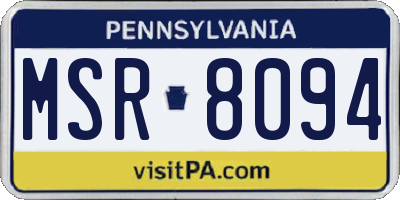 PA license plate MSR8094