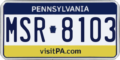 PA license plate MSR8103