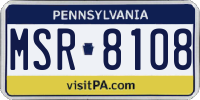 PA license plate MSR8108