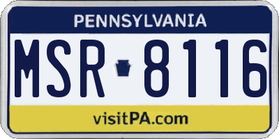 PA license plate MSR8116