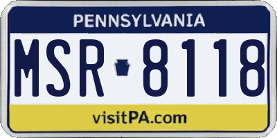 PA license plate MSR8118