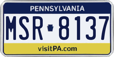 PA license plate MSR8137