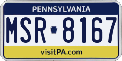 PA license plate MSR8167