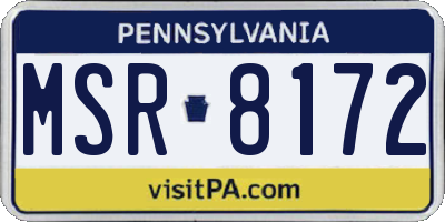 PA license plate MSR8172