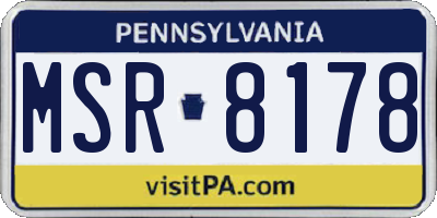 PA license plate MSR8178