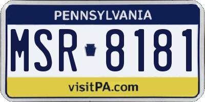 PA license plate MSR8181