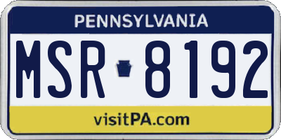 PA license plate MSR8192