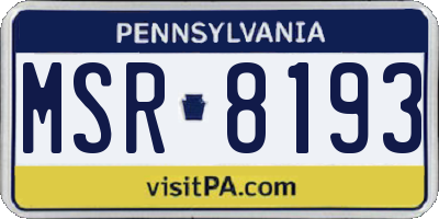 PA license plate MSR8193