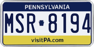PA license plate MSR8194