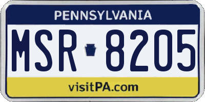 PA license plate MSR8205