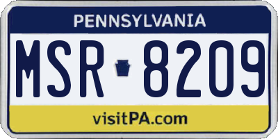 PA license plate MSR8209