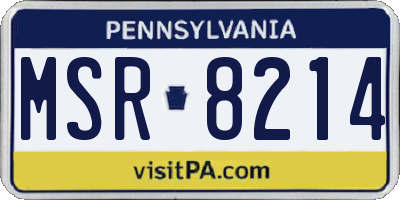 PA license plate MSR8214