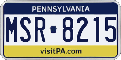 PA license plate MSR8215