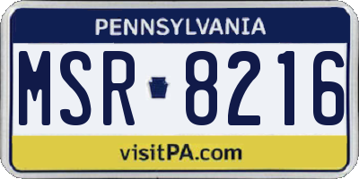 PA license plate MSR8216