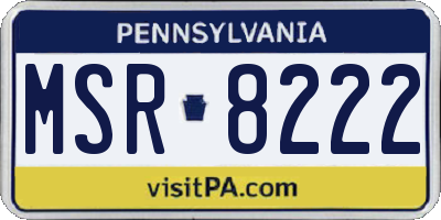 PA license plate MSR8222