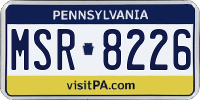 PA license plate MSR8226