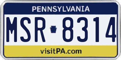 PA license plate MSR8314