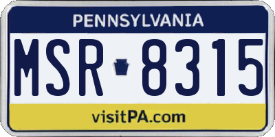 PA license plate MSR8315